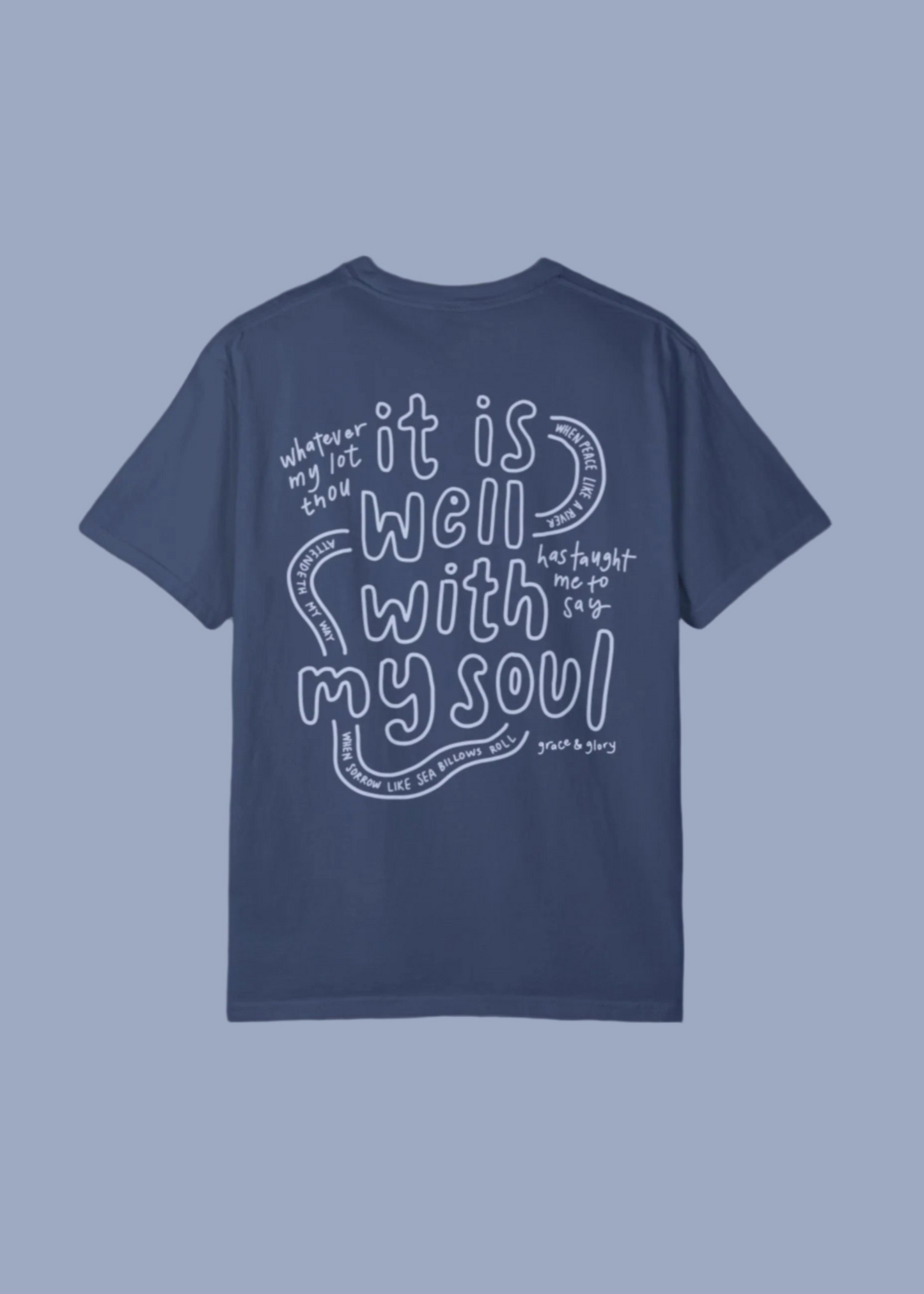 "O Praise the Lord (It Is Well)" China Blue Premium Tee