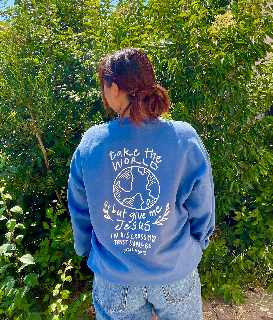 "Give Me Jesus" Indigo Blue Unisex Crewneck