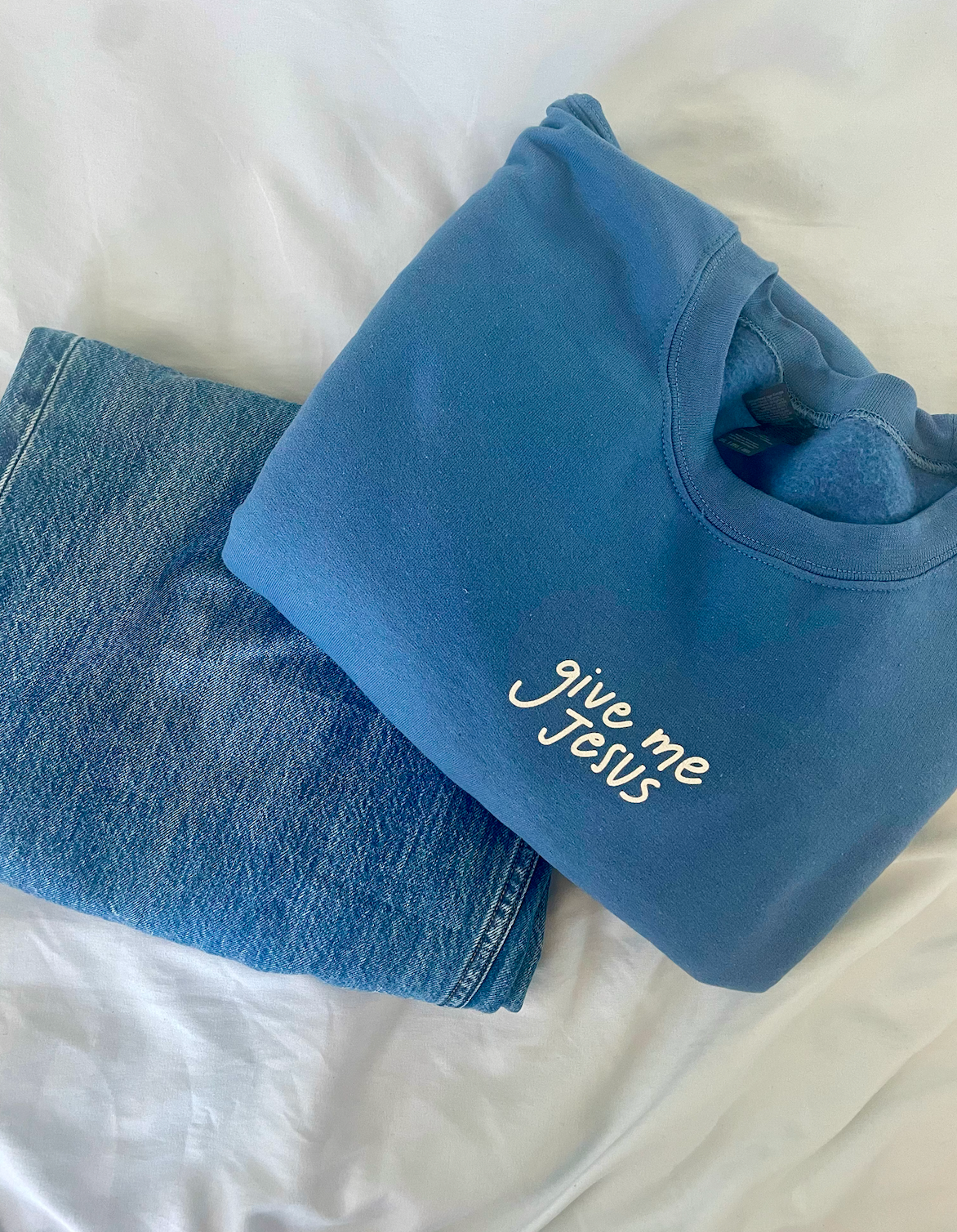 "Give Me Jesus" Indigo Blue Unisex Crewneck