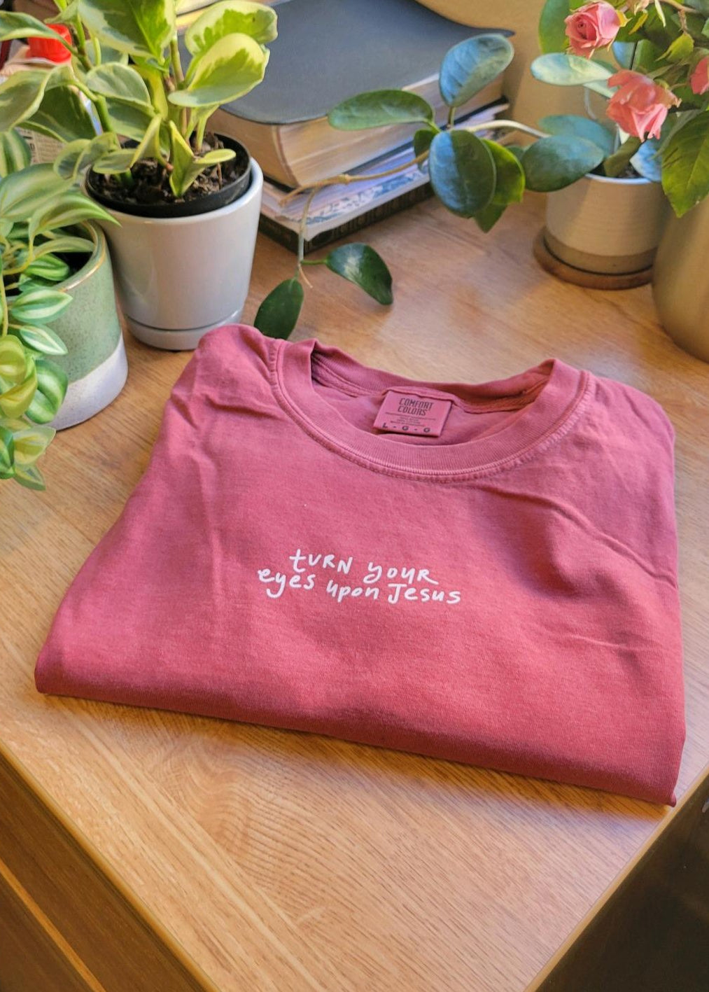 "Turn Your Eyes Upon Jesus" Premium Crimson T-Shirt