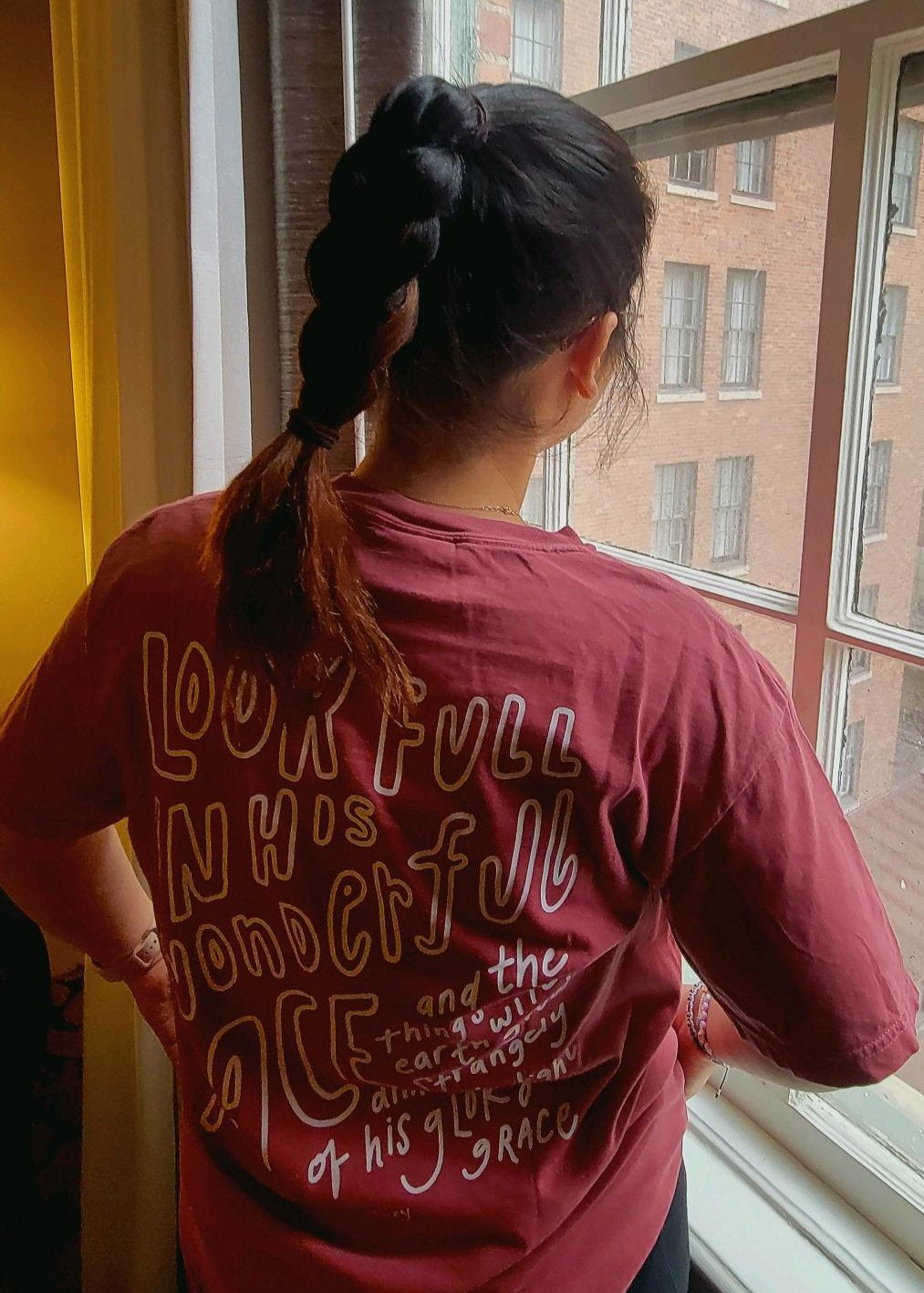 "Turn Your Eyes Upon Jesus" Premium Crimson T-Shirt