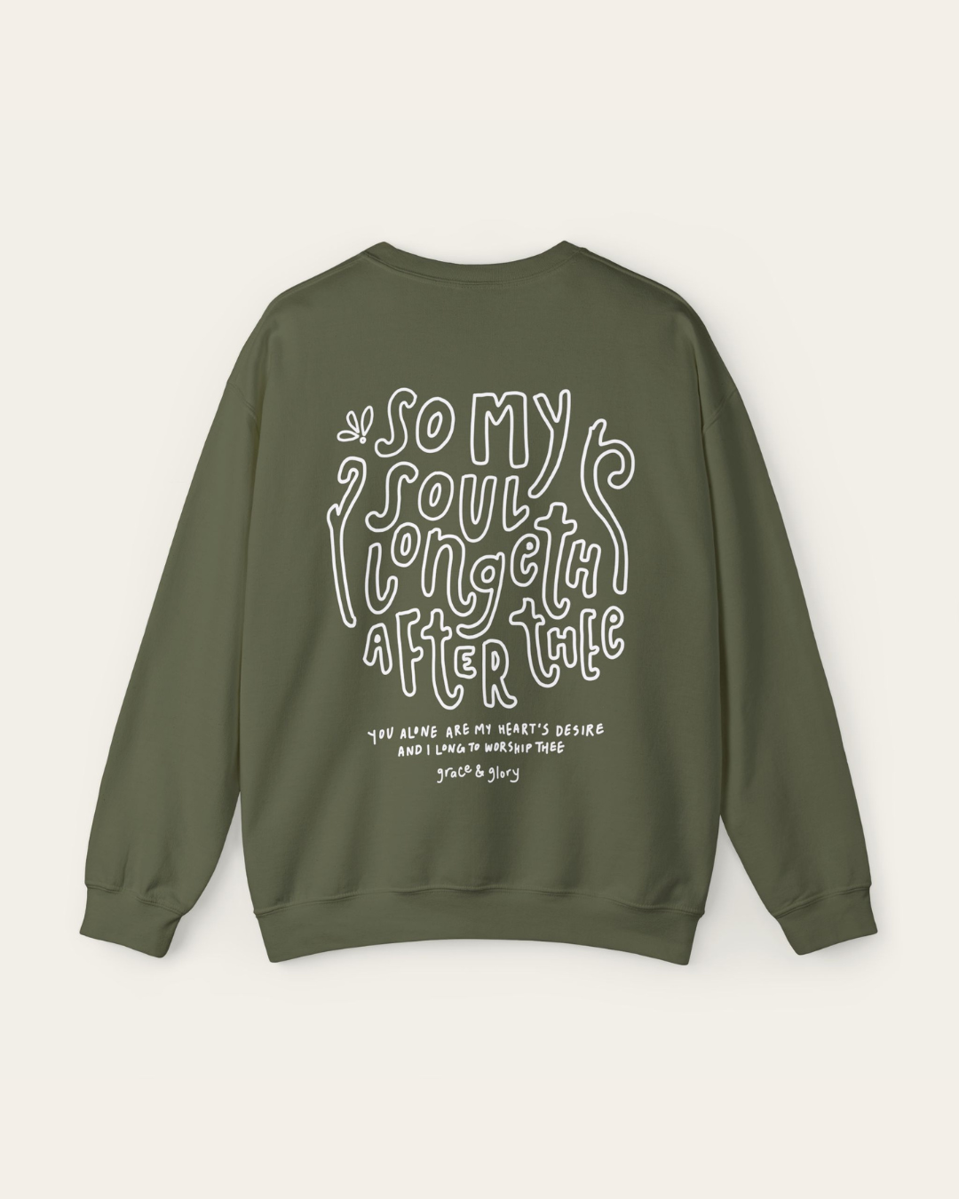 "As the Deer" Military Green Unisex Crewneck