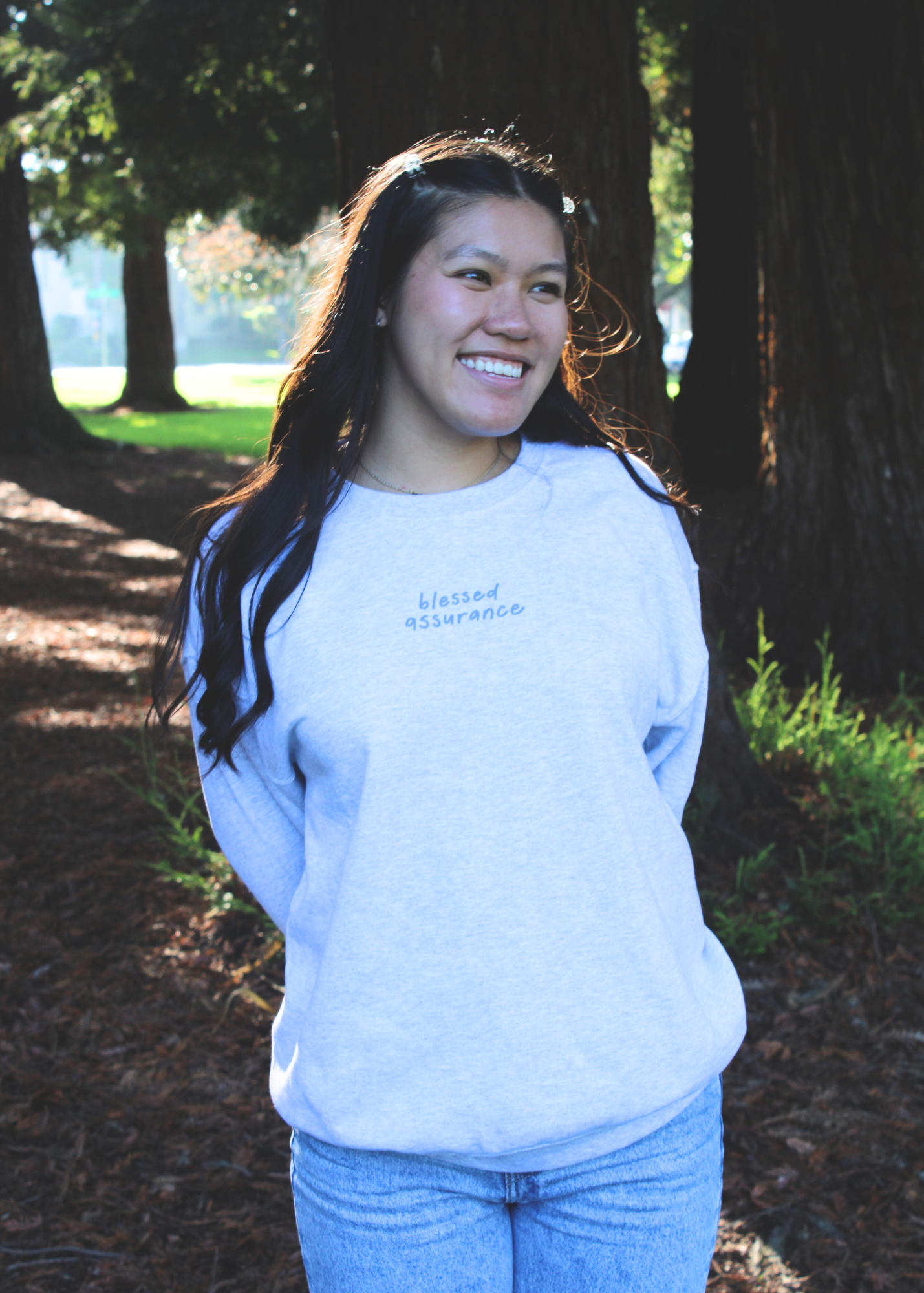 "Blessed Assurance" Light Blue Unisex Crewneck