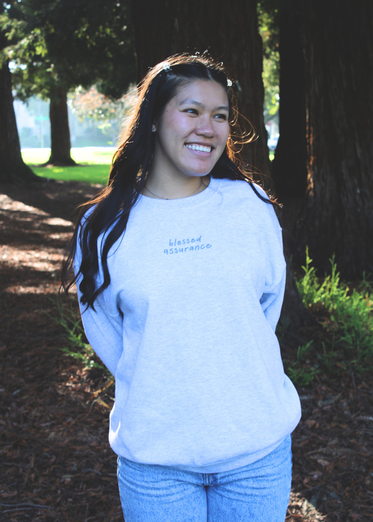 "Blessed Assurance" Light Blue Unisex Crewneck