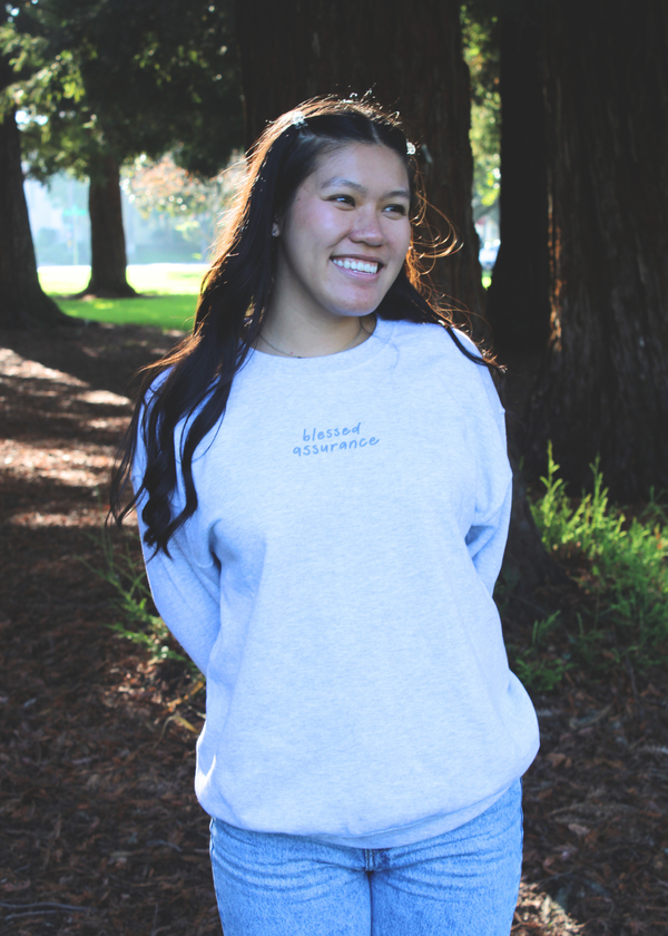 "Blessed Assurance" Light Blue Unisex Crewneck