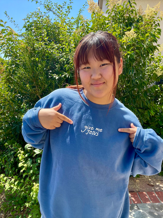 "Give Me Jesus" Indigo Blue Unisex Crewneck