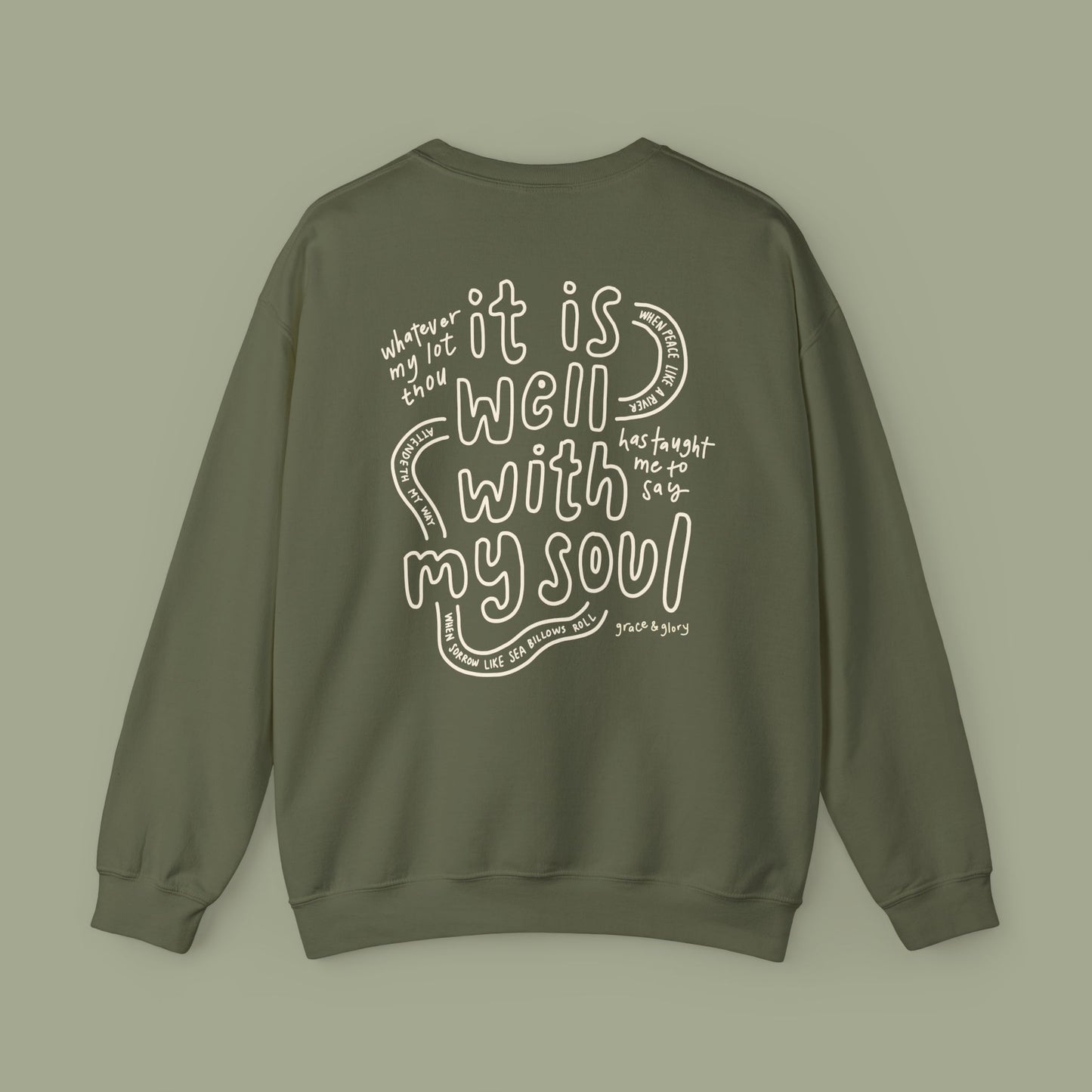 "O Praise the Lord" Military Green Crewneck