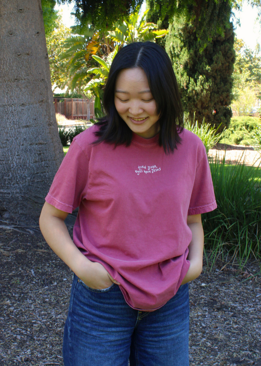 "Turn Your Eyes Upon Jesus" Premium Crimson T-Shirt