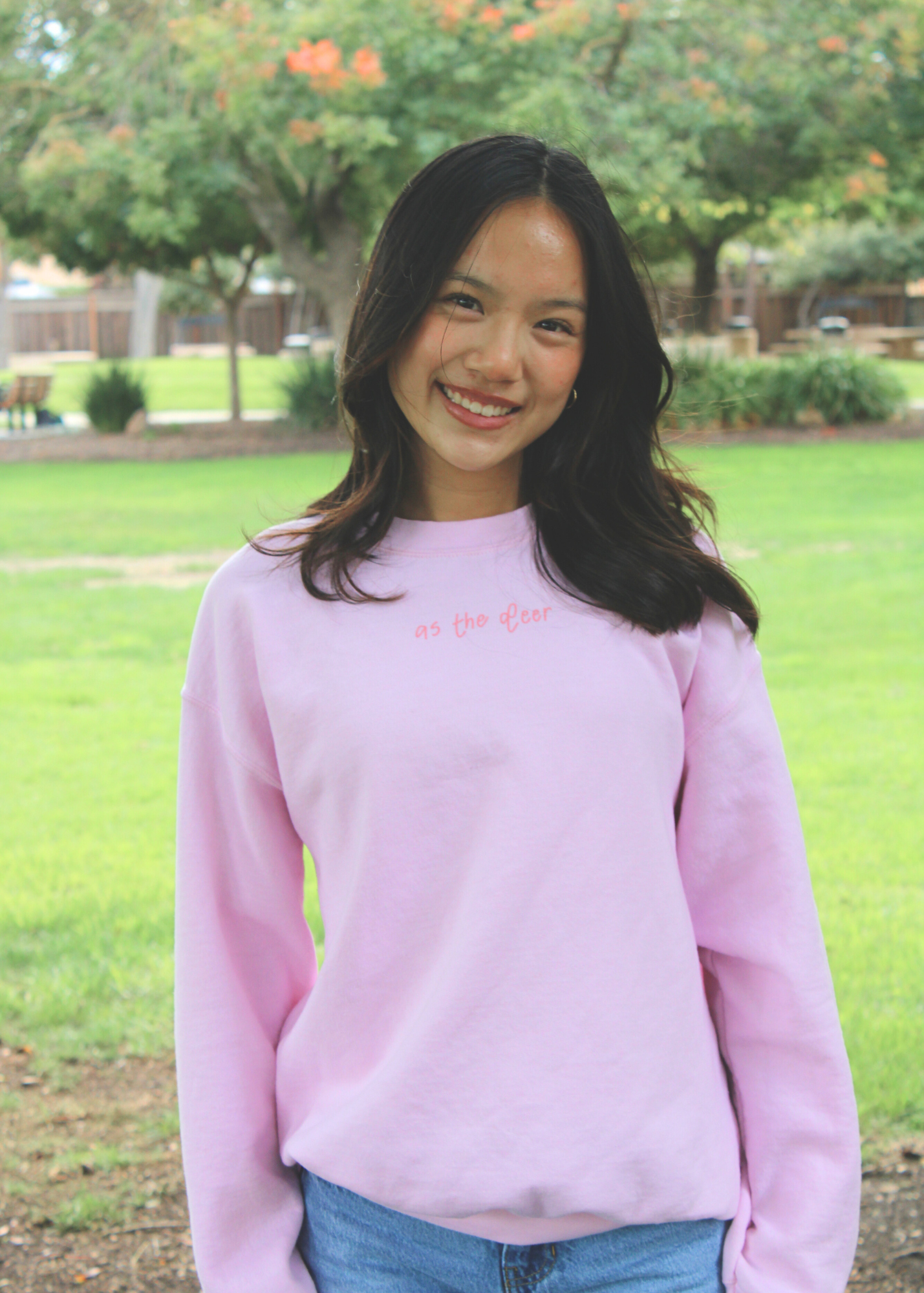 "As the Deer" Light Pink Unisex Crewneck