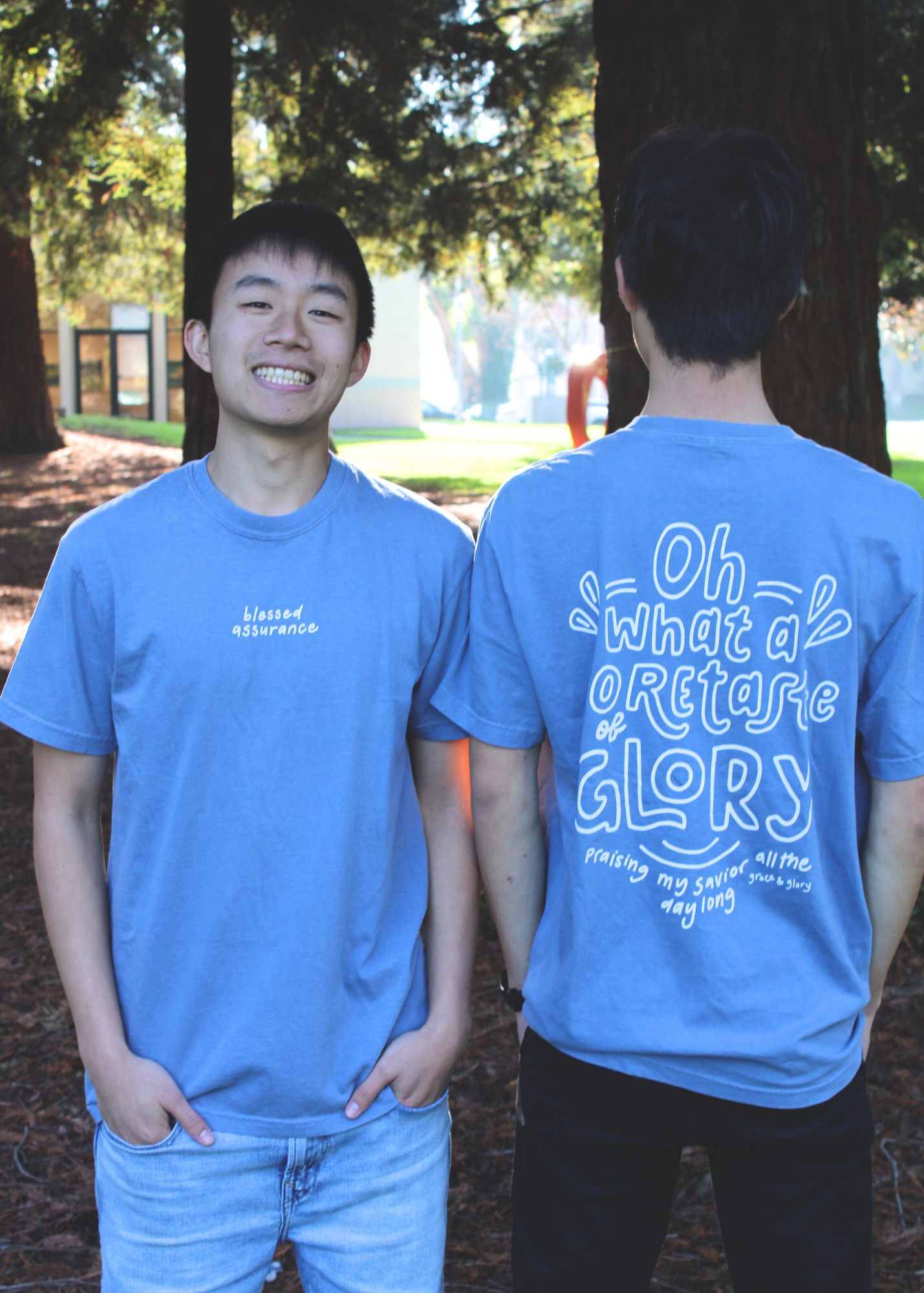 "Blessed Assurance" Blue Jean Premium Shirt