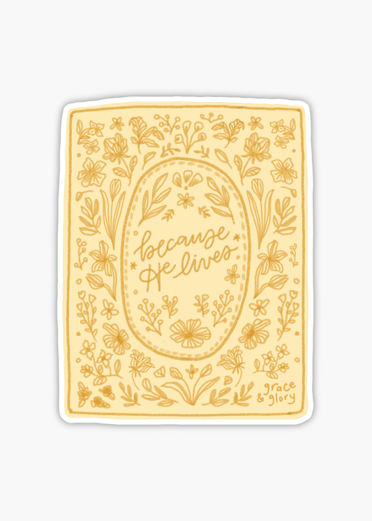 "Because He Lives" Premium Hymn Sticker