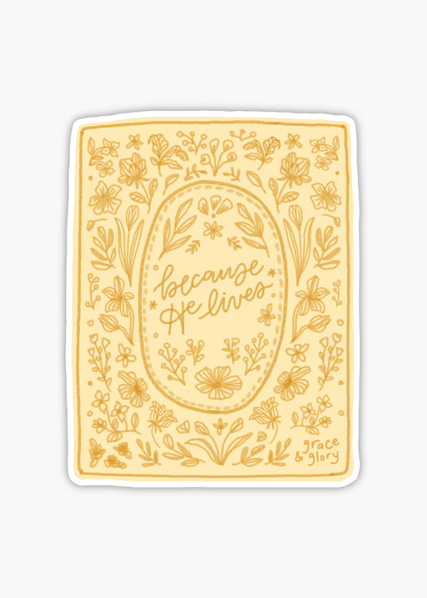 "Because He Lives" Premium Hymn Sticker
