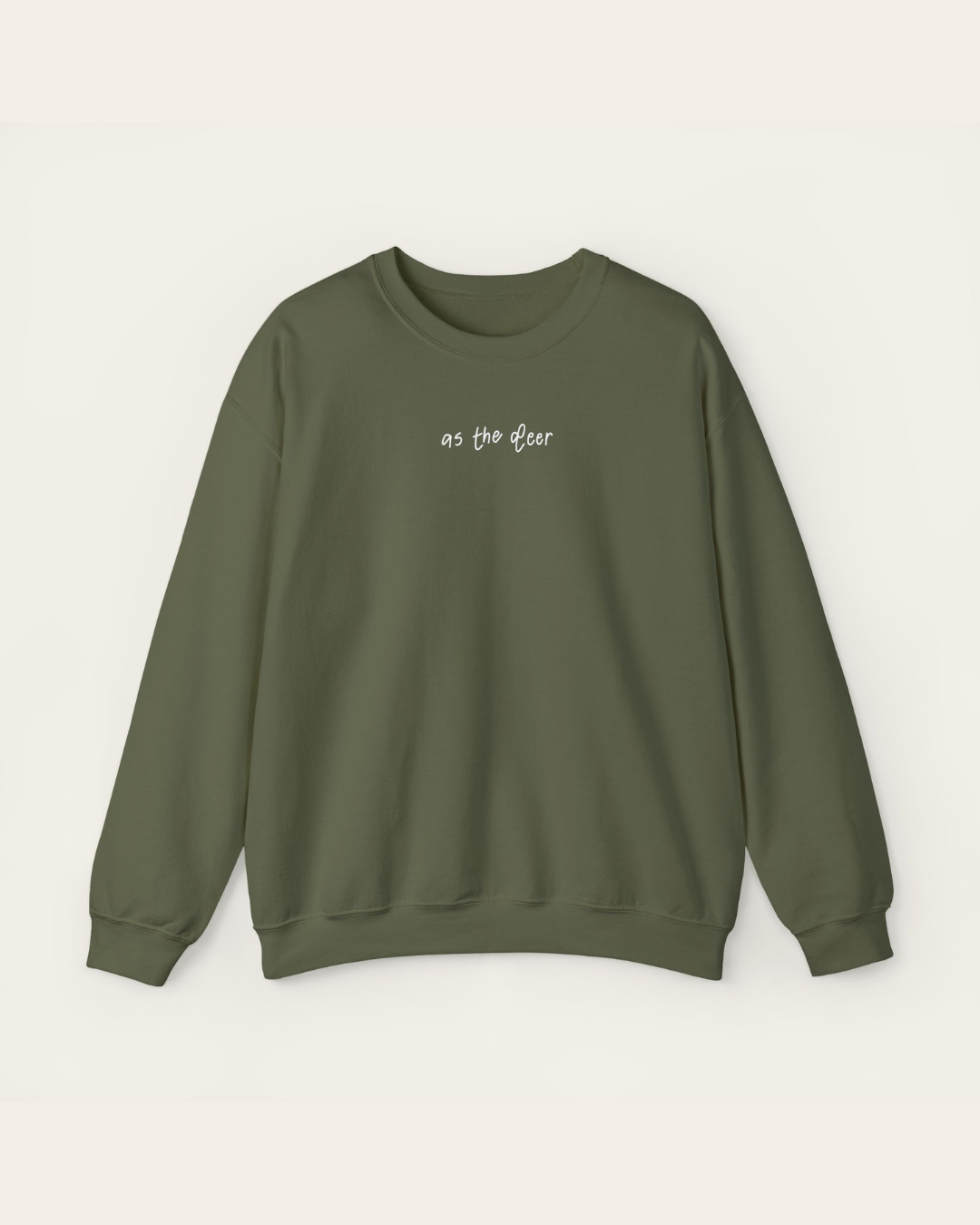 "As the Deer" Military Green Unisex Crewneck