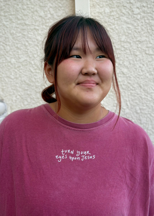 "Turn Your Eyes Upon Jesus" Premium Crimson T-Shirt