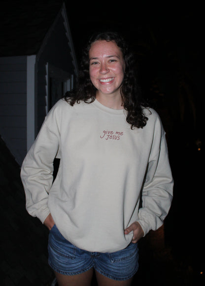 "Give Me Jesus" Sand Unisex Crewneck