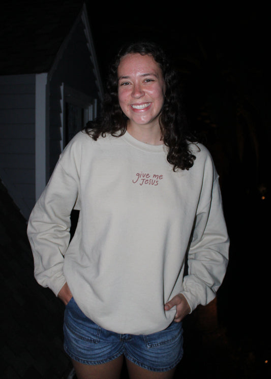 "Give Me Jesus" Sand Unisex Crewneck