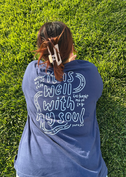 "O Praise the Lord (It Is Well)" China Blue Premium Tee