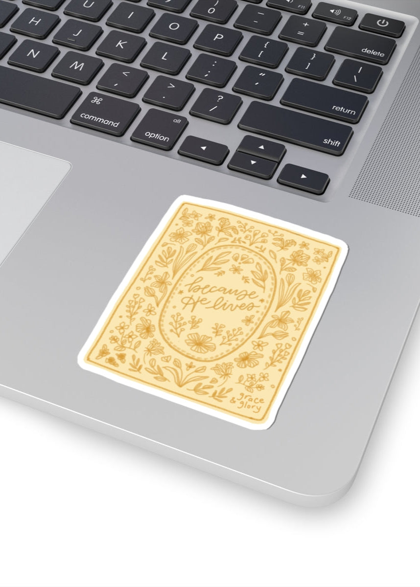 "Because He Lives" Premium Hymn Sticker